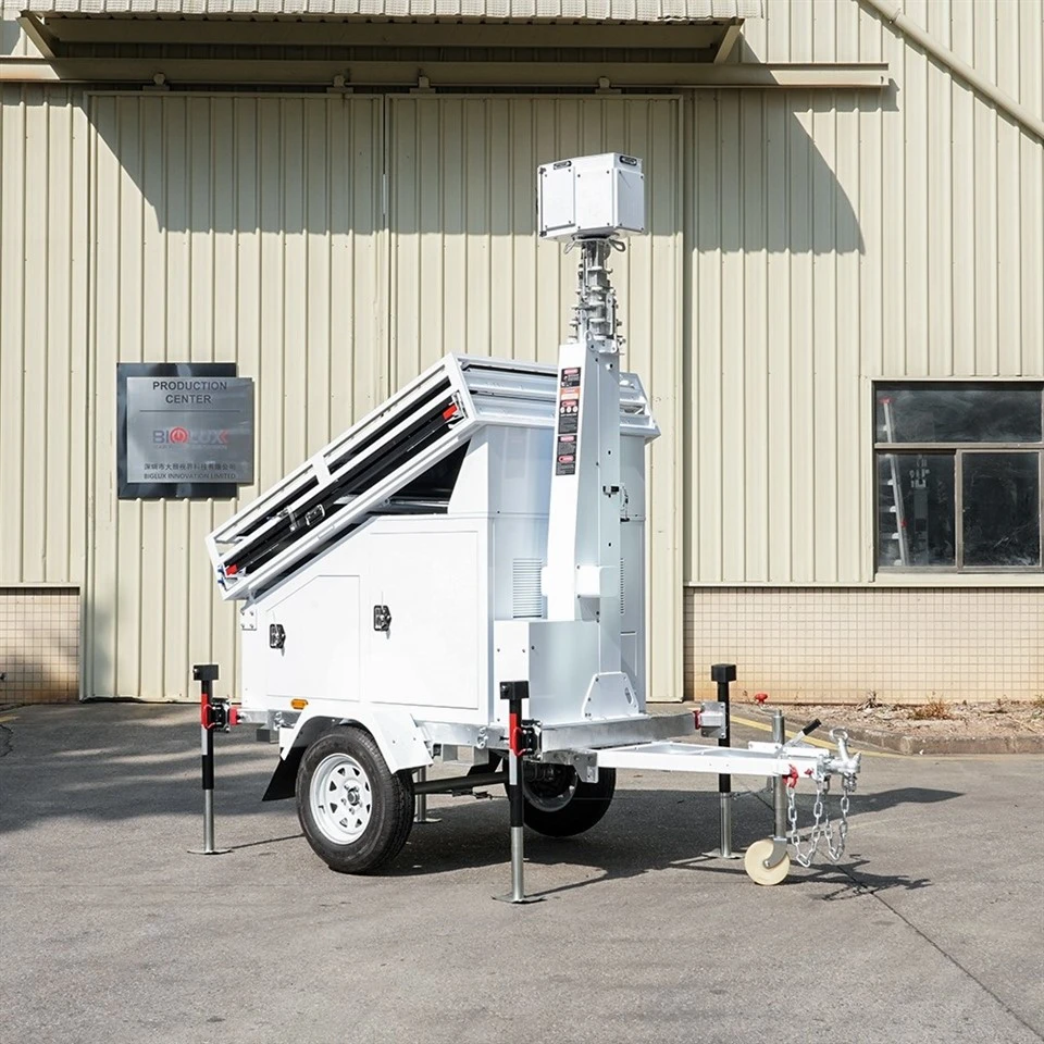 Solar CCTV Tower System Mobile Surveillance Camera Trailer With Backup Diesel price